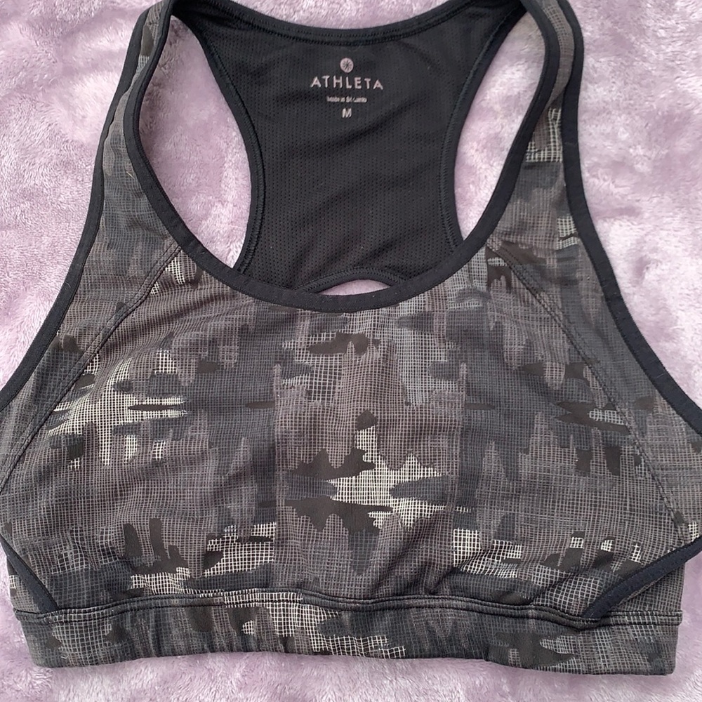 Athleta medium support black camo bra sz M